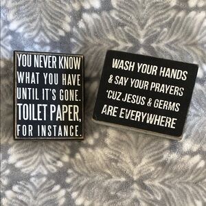 Inspirational Bathroom Sign Set - Black and White